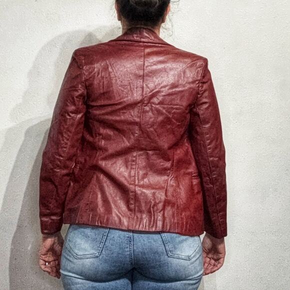 Split End Ltd. Red Leather 70's Vintage Jacket Sz 9 - Picture 8 of 10